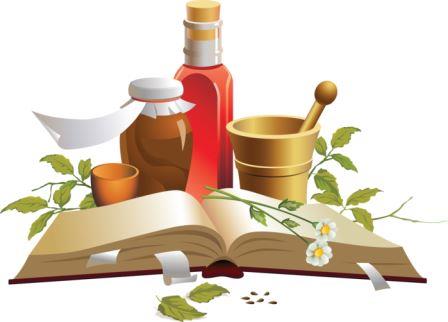 рисунок книги флакончиков и растений