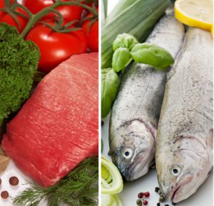 Нежирные сорта рыбы или мяса 